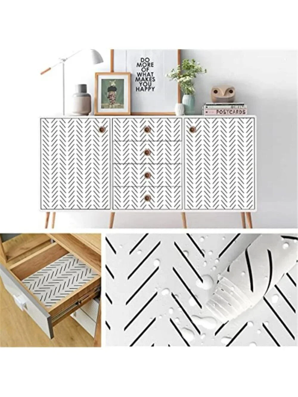 Black and White Peel and Stick Wallpaper Herringbone Contact Paper 17